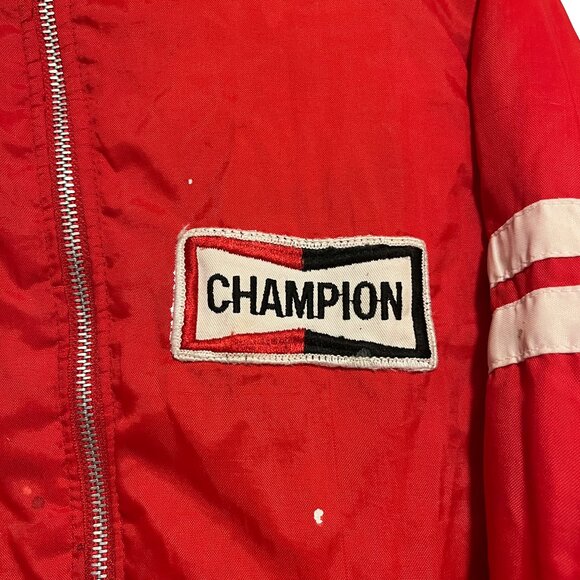 Vintage Champion Racing Red & White Reversible Puffer Jacket Men's Medium - Picture 5 of 8
